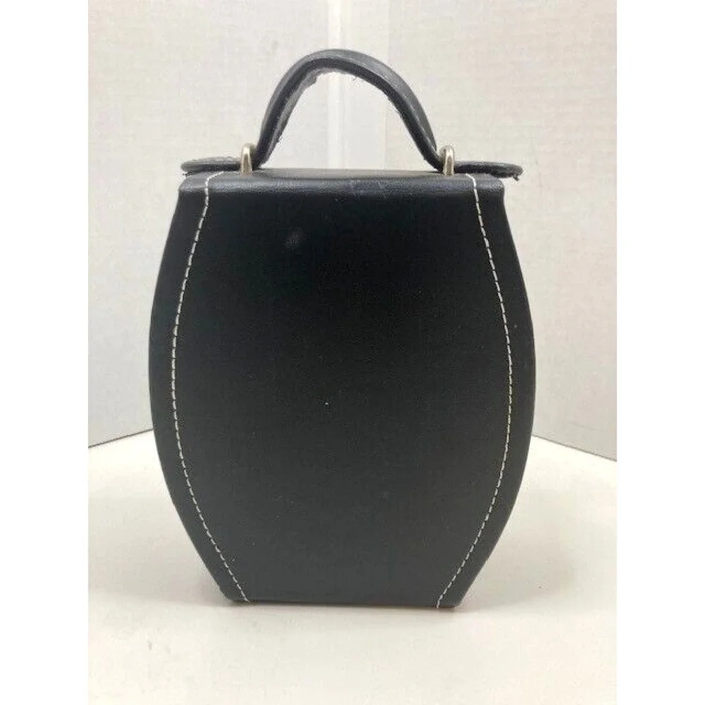 New Black Leather Travel Jewelry Case Mirror,‎ Hard Outer  Snap Case